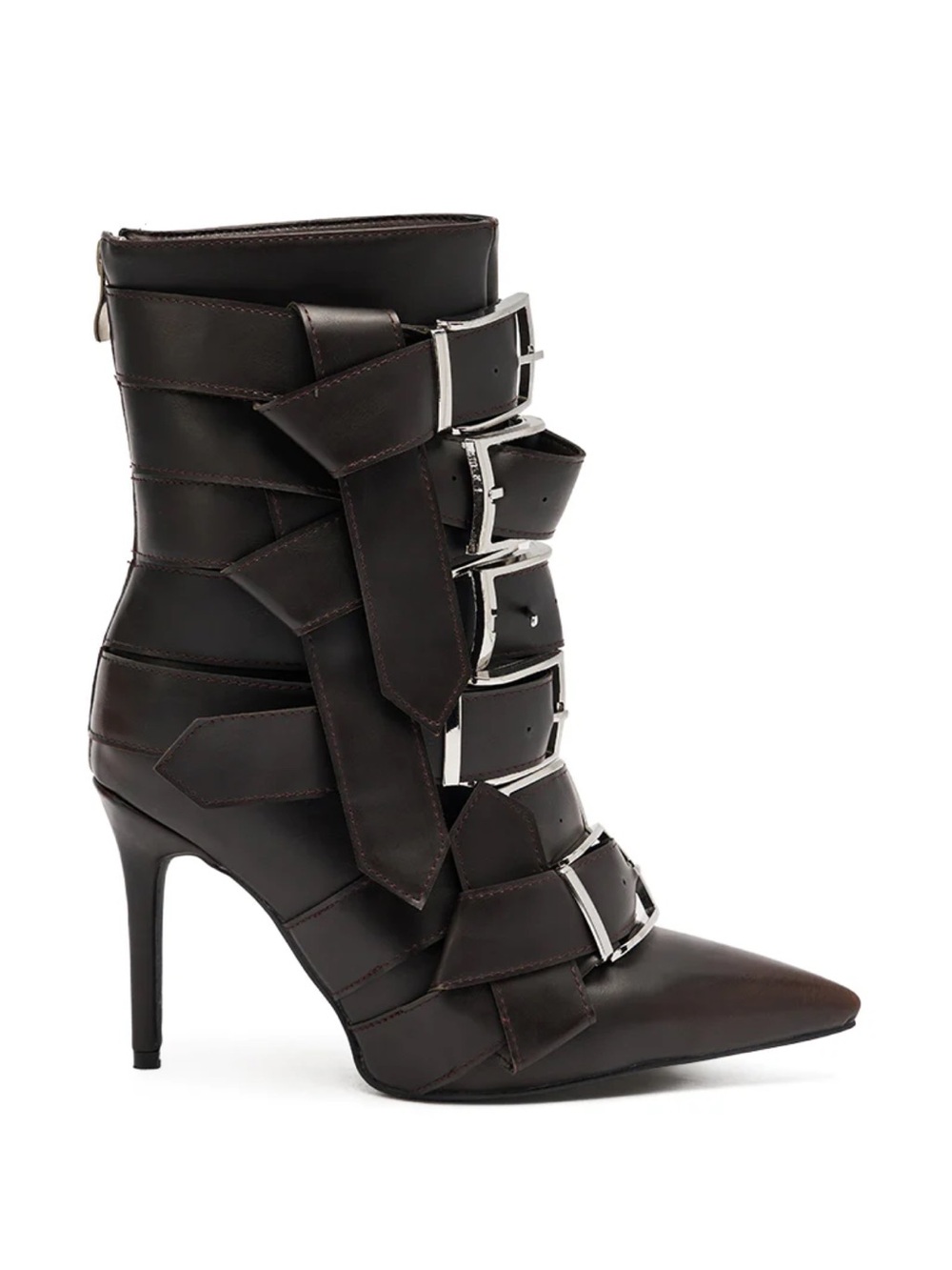 Azalea Wang Alcetas Chocolate Stilletto Bootie with Buckles 8.5 - Picture 6 of 6